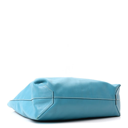 Veau Sikkim Double Sens 36 Reversible Tote Turquoise Gris Perle