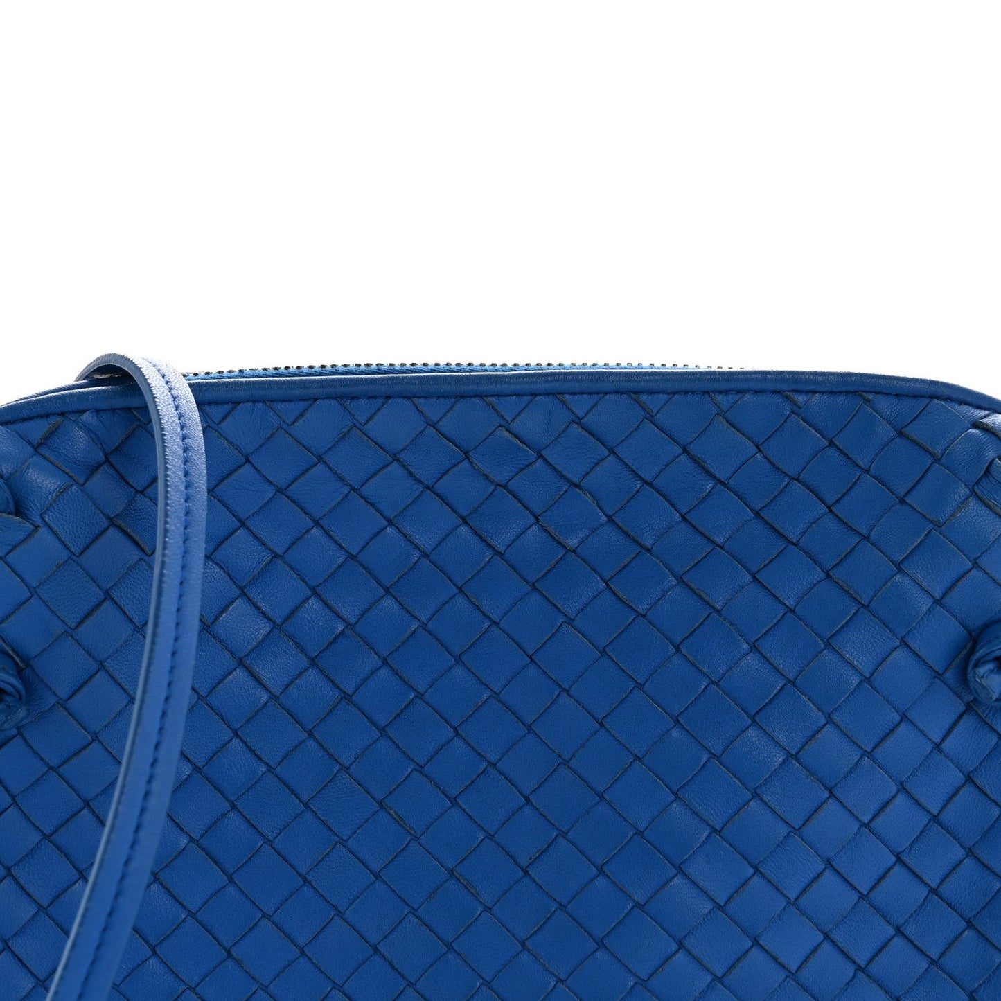 Nappa Intrecciato Double Compartment Crossbody Bag Atlantic Blue