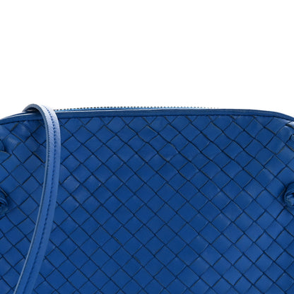 Nappa Intrecciato Double Compartment Crossbody Bag Atlantic Blue