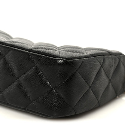 Caviar Quilted Purse With Chain Black