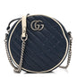 Azalea Calfskin Matelasse Diagonal Mini Torchon GG Marmont Round Shoulder Bag Blue Agata Mystic White