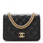 Lambskin Resin Quilted Mini Wallet On Chain WOC Black