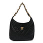 Lambskin Quilted Large CC Funky Town Hobo Black