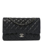Iridescent Caviar Quilted Medium Double Flap Black