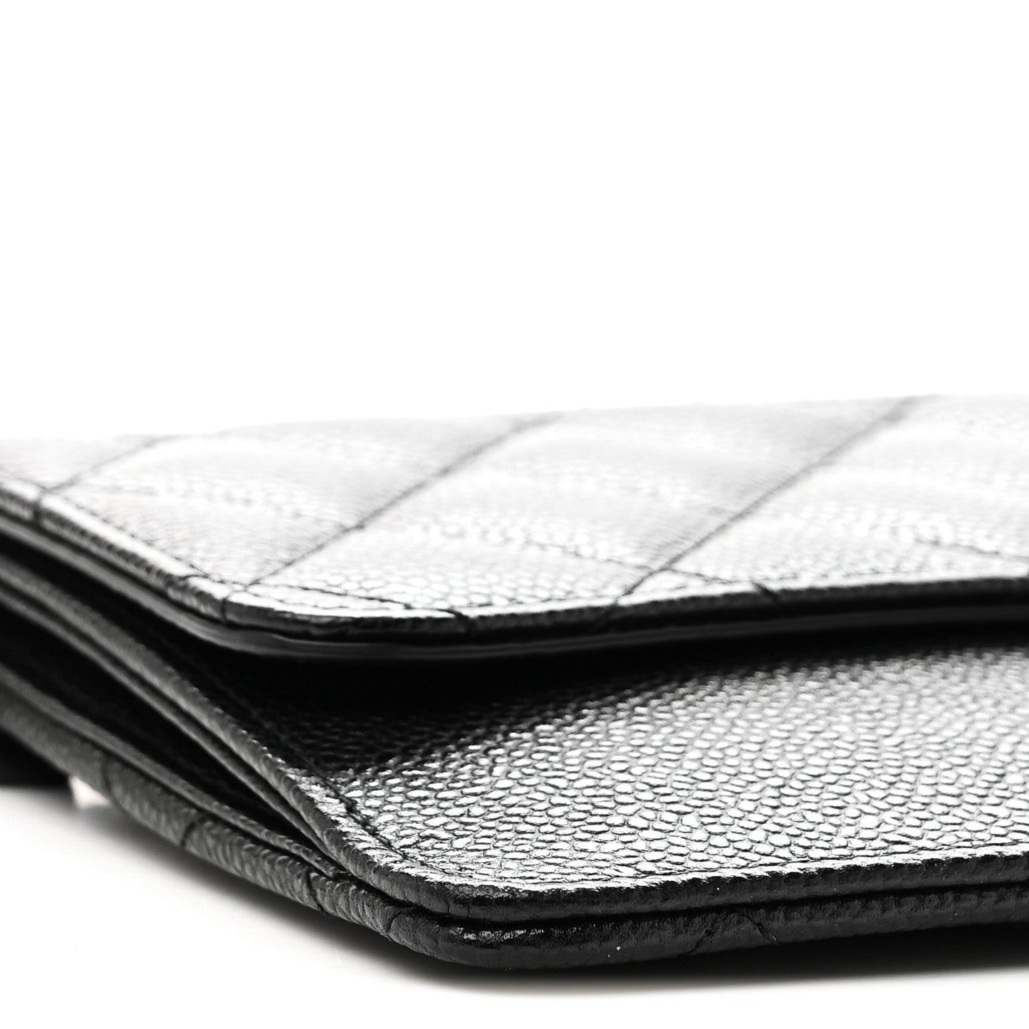 Caviar Quilted Classic Pouch With Handle Black