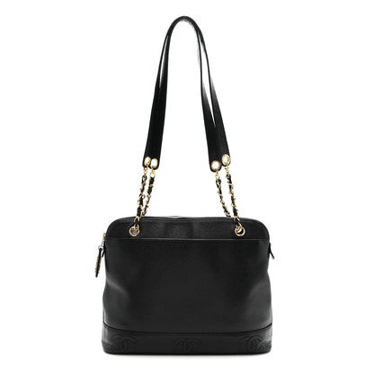 Caviar Triple CC Shoulder Bag Black