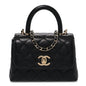 Caviar Quilted Coco Handle Clutch With Chain Black