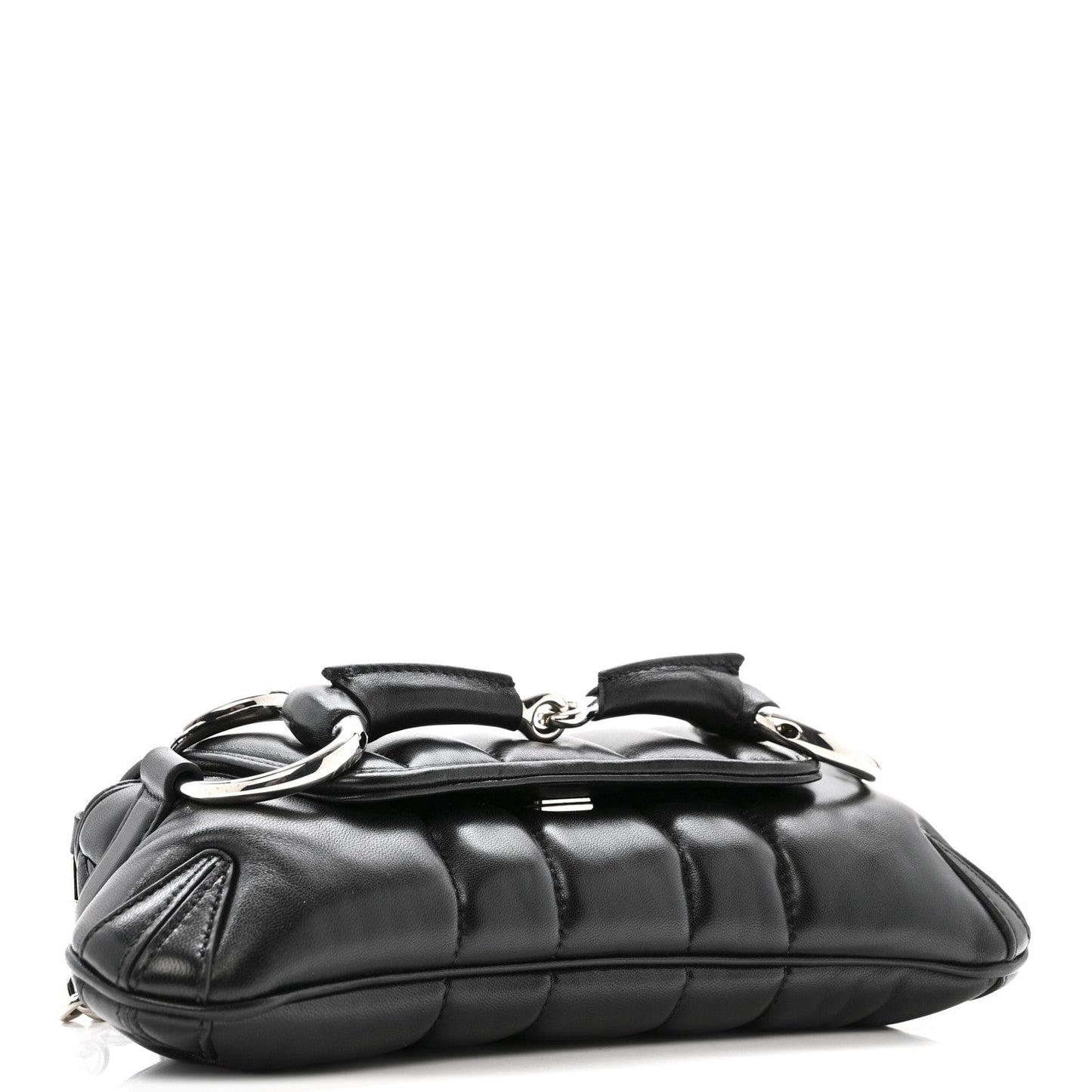 Nappa Vertical Matelasse Small Maxi Horsebit Chain Shoulder Bag Black