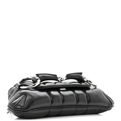 Nappa Vertical Matelasse Small Maxi Horsebit Chain Shoulder Bag Black