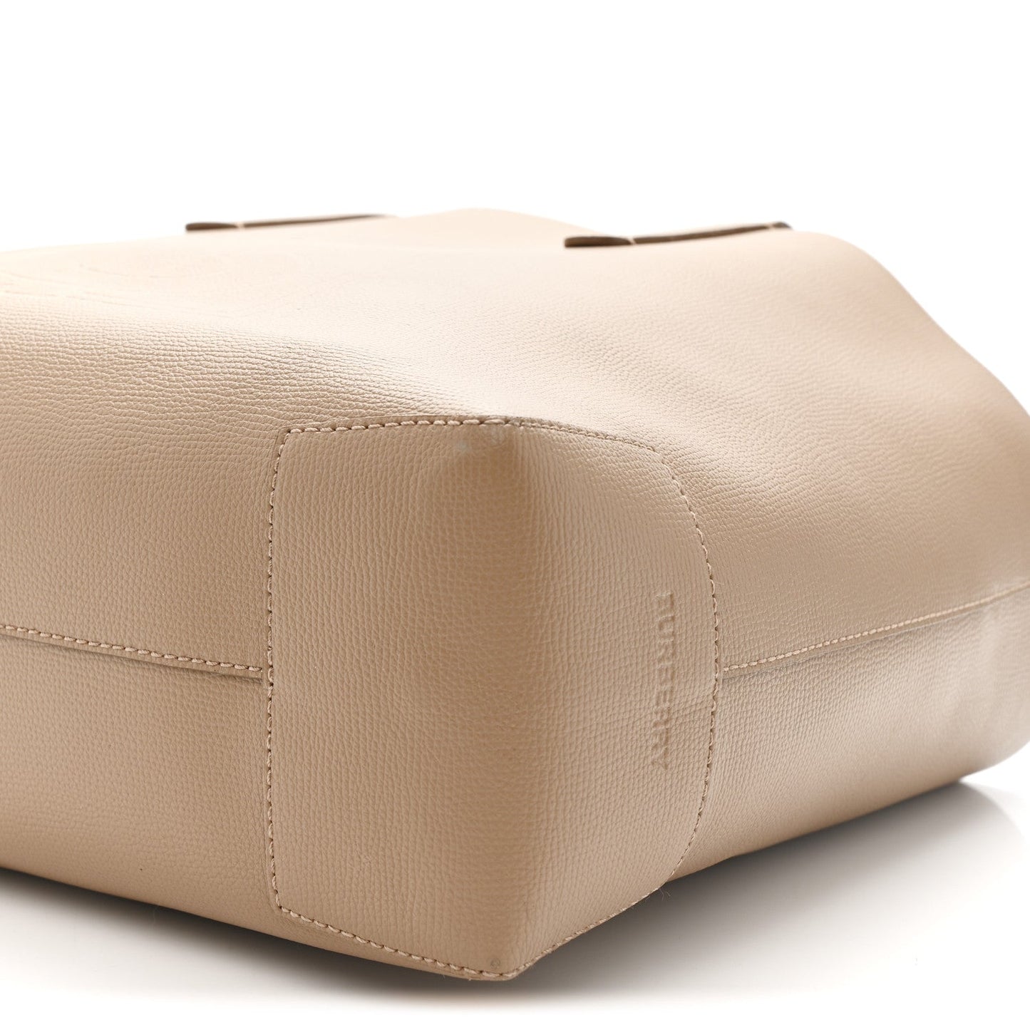 Calfskin TB Motif Embossed Medium Tote Camel