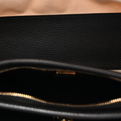 Grained Calfskin Boucle Urban Essentials Small Shopping Bag Ecru Black