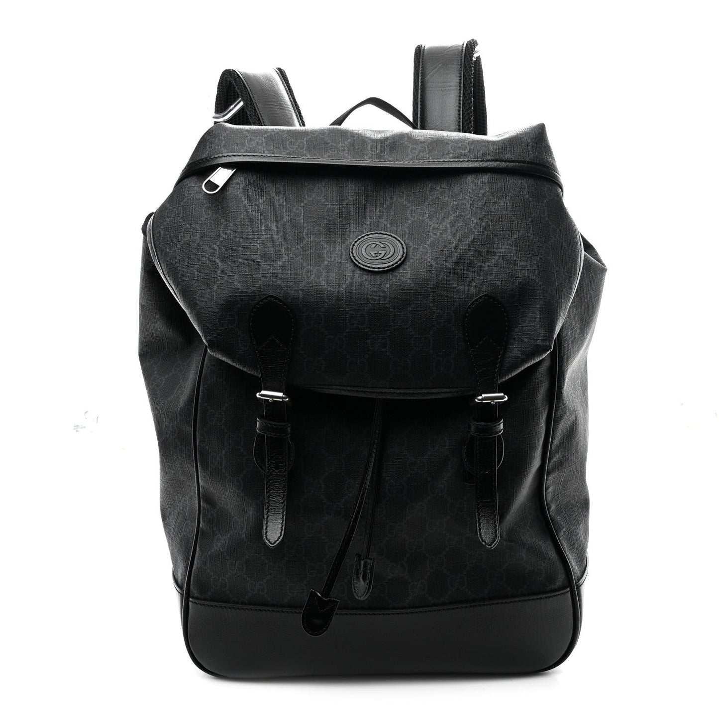 GG Supreme Monogram Azalea Calfskin Medium Retro Interlocking G Backpack Black