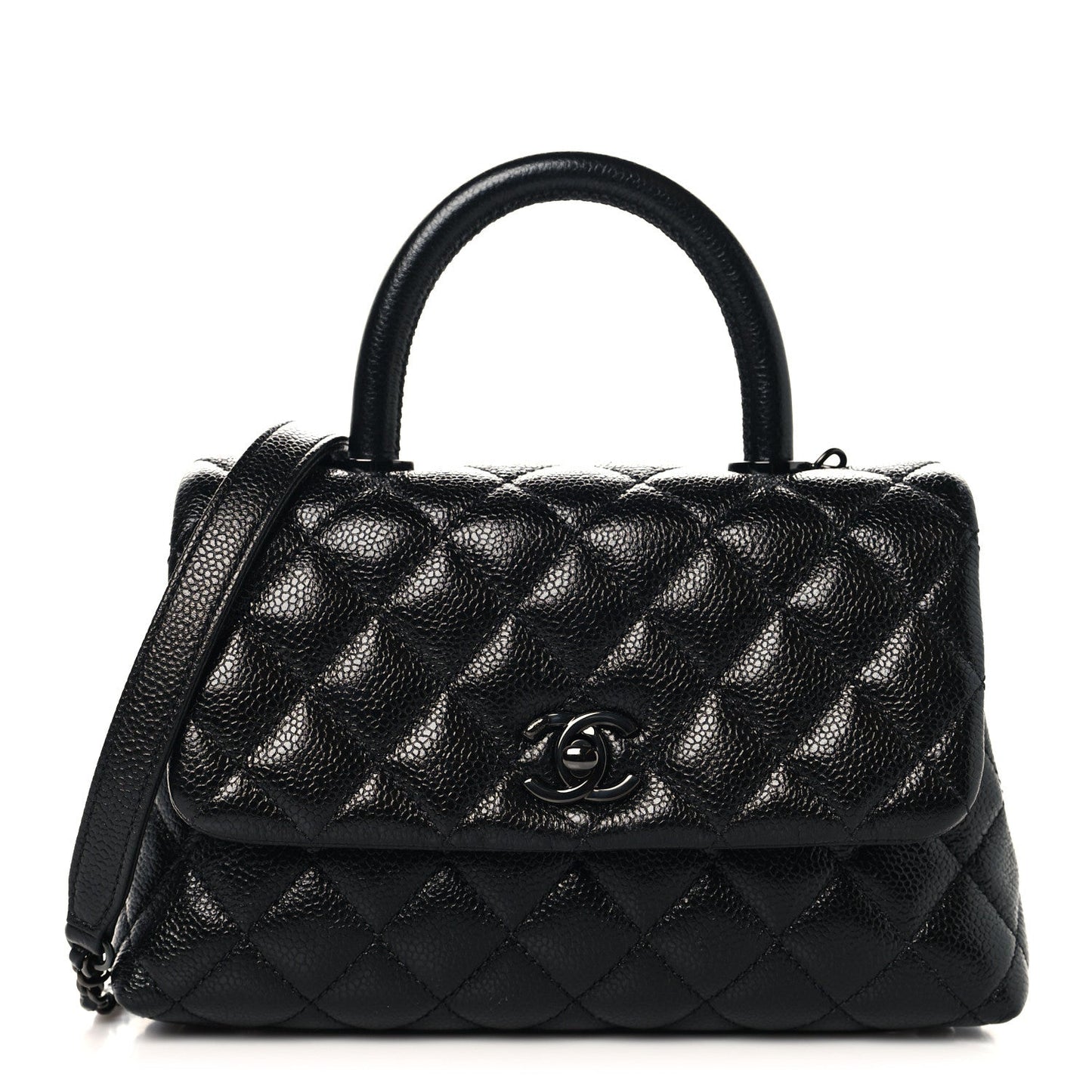 Caviar Quilted Mini Coco Handle Flap So Black