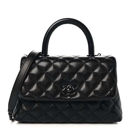 Caviar Quilted Mini Coco Handle Flap So Black