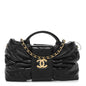 Lambskin Quilted Mini Bow Bag Black