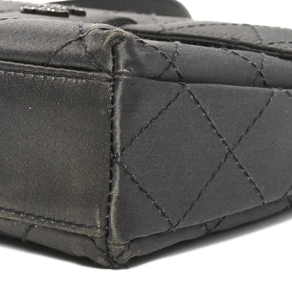 Satin Quilted Crystal CC Square Flap Grey
