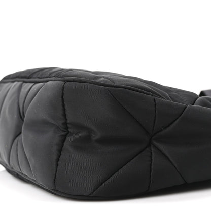 Re-Nylon Triangle Padded Patchwork Shoulder Bag Black
