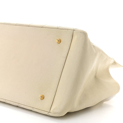 Caviar Quilted Timeless CC Shopping Tote White
