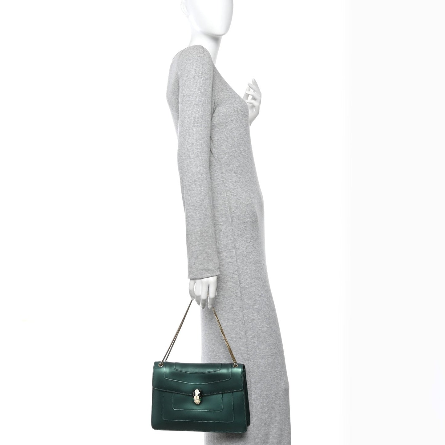 Iridescent Calfskin Serpenti Forever Shoulder Bag Emerald Green