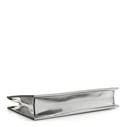 Metallic Calfskin Clutch Silver