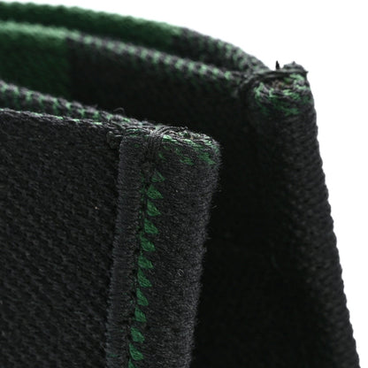 Canvas Embroidered Checkered Book Tote Black Green