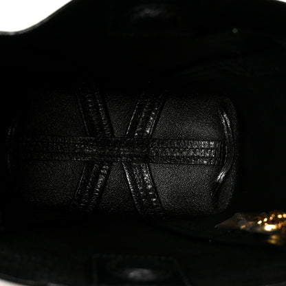 Grained Calfskin Small Spin Tote Black