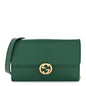 Dollar Calfskin Interlocking G Chain Wallet Emerald