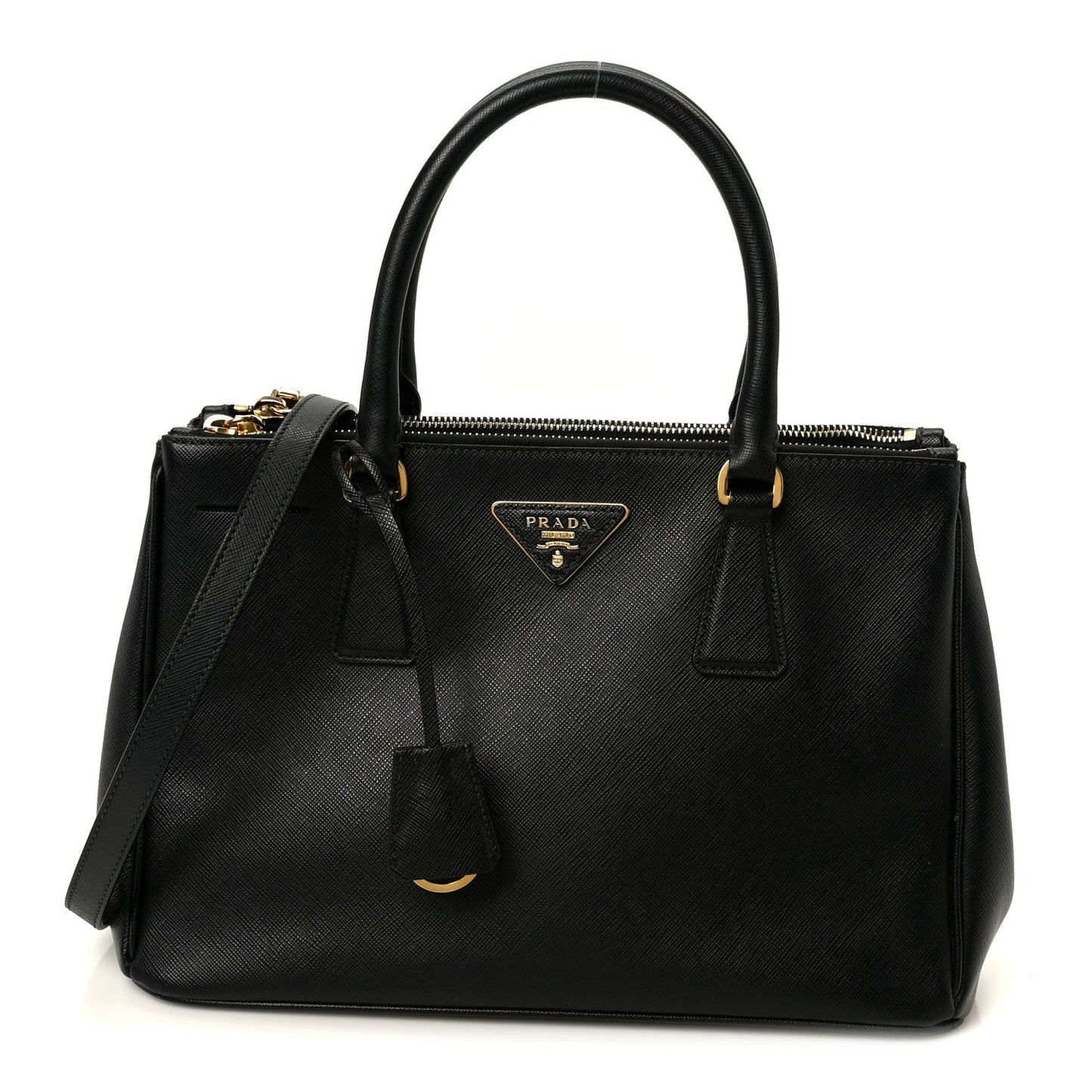 Saffiano Small Galleria Double Zip Tote Black