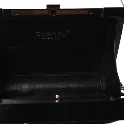 Plexiglass Crystal CC Minaudiere Clutch Black Copper