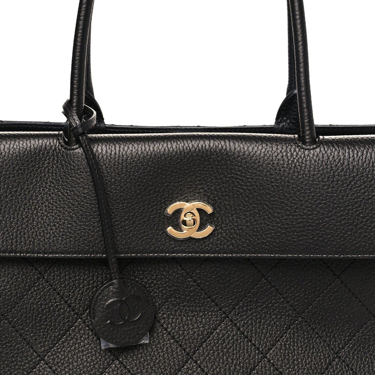 Grained Calfskin Stitched Urban Essentials Large Shopping Bag Black