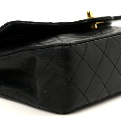 Lambskin Quilted Small Double Flap Black