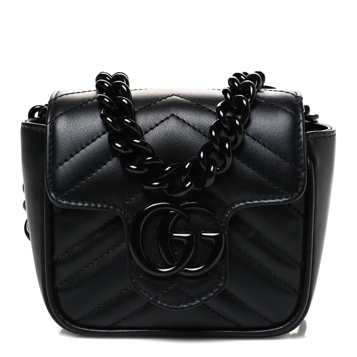 Calfskin Matelasse Monochrome GG Marmont Chain Mini Belt Bag Black