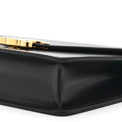 Shiny Calfskin Triomphe Margo Wallet on Chain Black