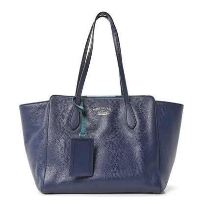 Dollar Calfskin Small Swing Tote Classic Marine Deep Cobalt