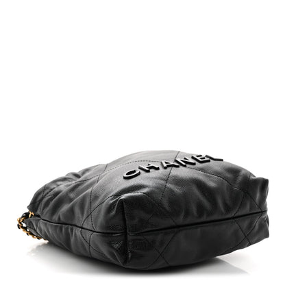 Shiny Caviar Quilted Monochrome Mini Chanel 22 Black