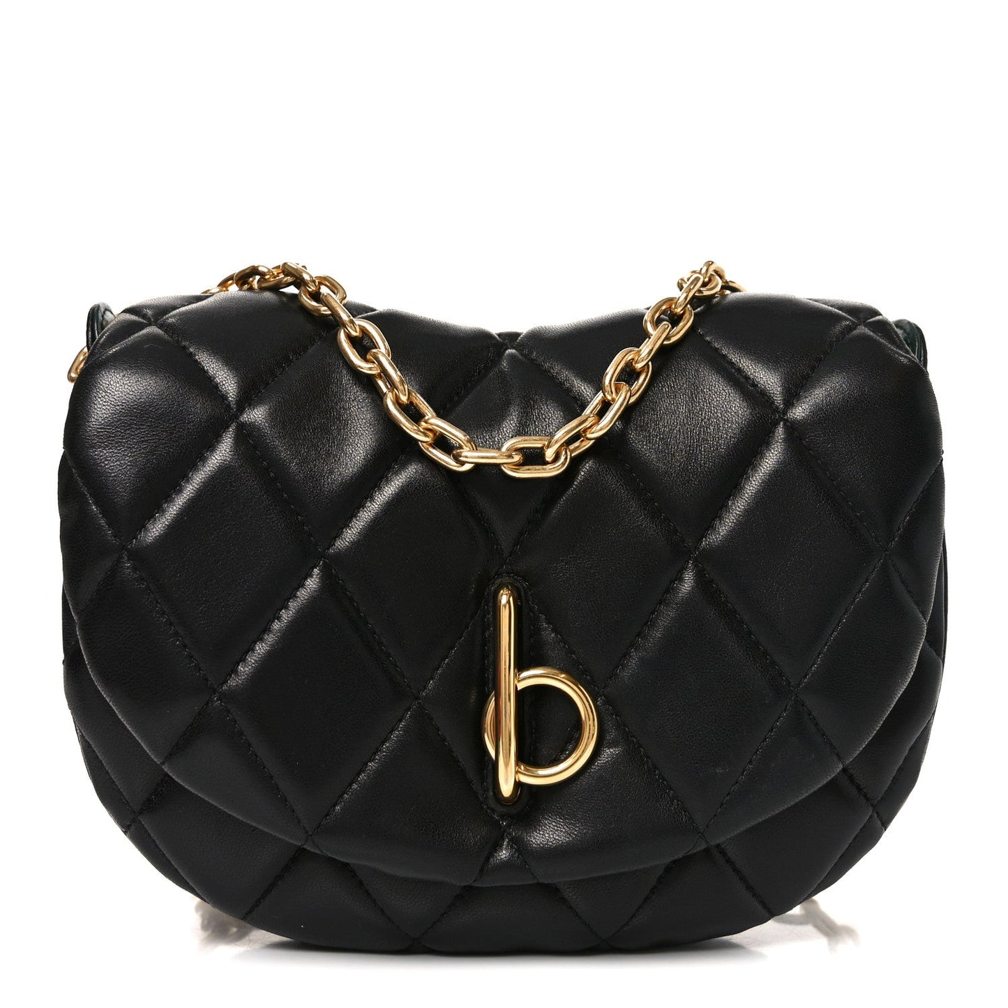 Lambskin Quilted Rocking Horse Shoulder Bag Black