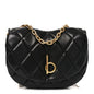 Lambskin Quilted Rocking Horse Shoulder Bag Black