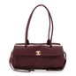 Grained Calfskin Stitched Urban Essentials Small Shopping Bag Burgundy