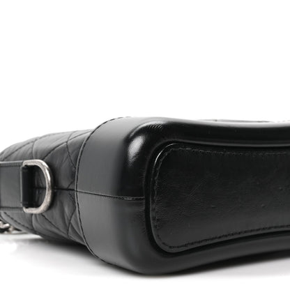 Aged Calfskin Quilted Small Gabrielle Hobo Black