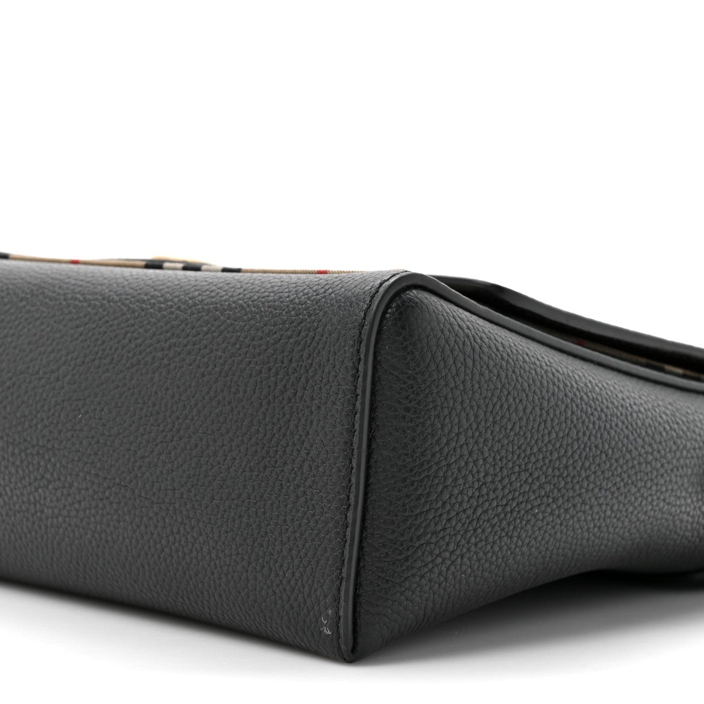 Coated Canvas Calfskin Vintage Check Medium Note Crossbody Bag Black