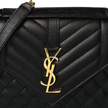 Grain De Poudre Textured Mixed Matelasse Triquilt Medium Monogram Satchel Black