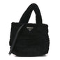 Shearling Nappa Triangle Quilted Patchwork System Tote Black
