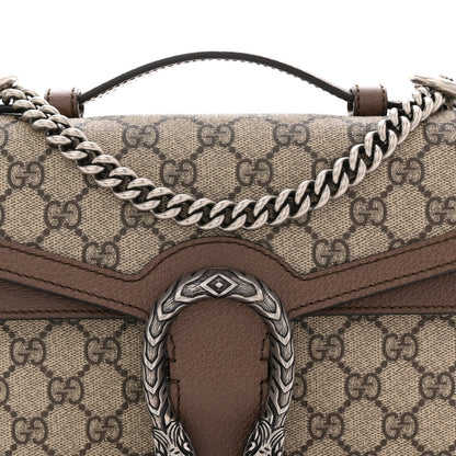 GG Supreme Monogram Textured Dollar Calfskin Top Handle Dionysus Shoulder Bag Beige Ebony New Acero