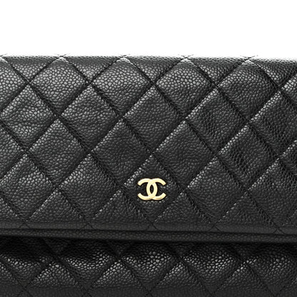 Caviar Quilted CC Beauty Clutch Black