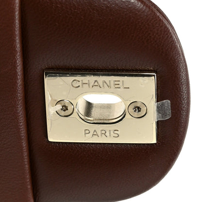 Lambskin Quilted Mini Top Handle Rectangular Flap Dark Brown