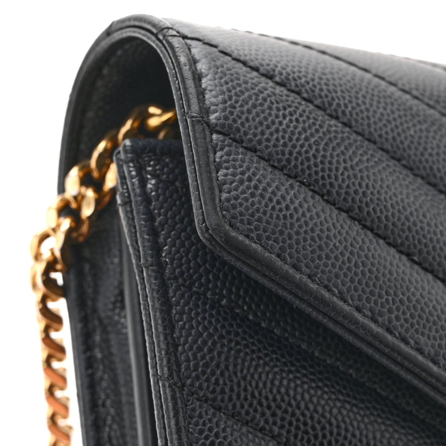 Grain De Poudre Matelasse Chevron Monogram Chain Wallet Black
