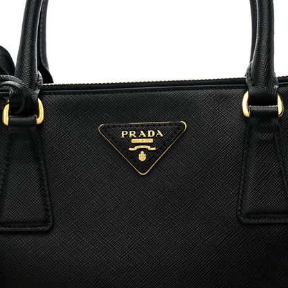 Saffiano Small Galleria Double Zip Tote Black