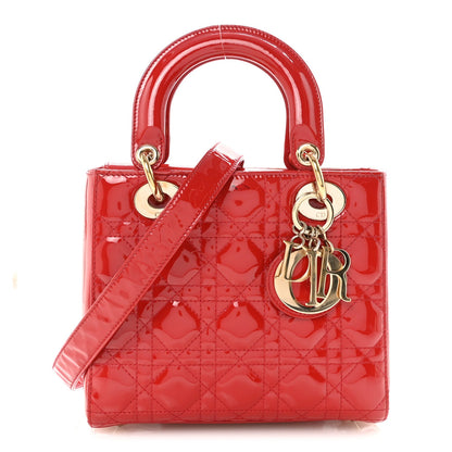 Patent Cannage Small Lady Dior Red
