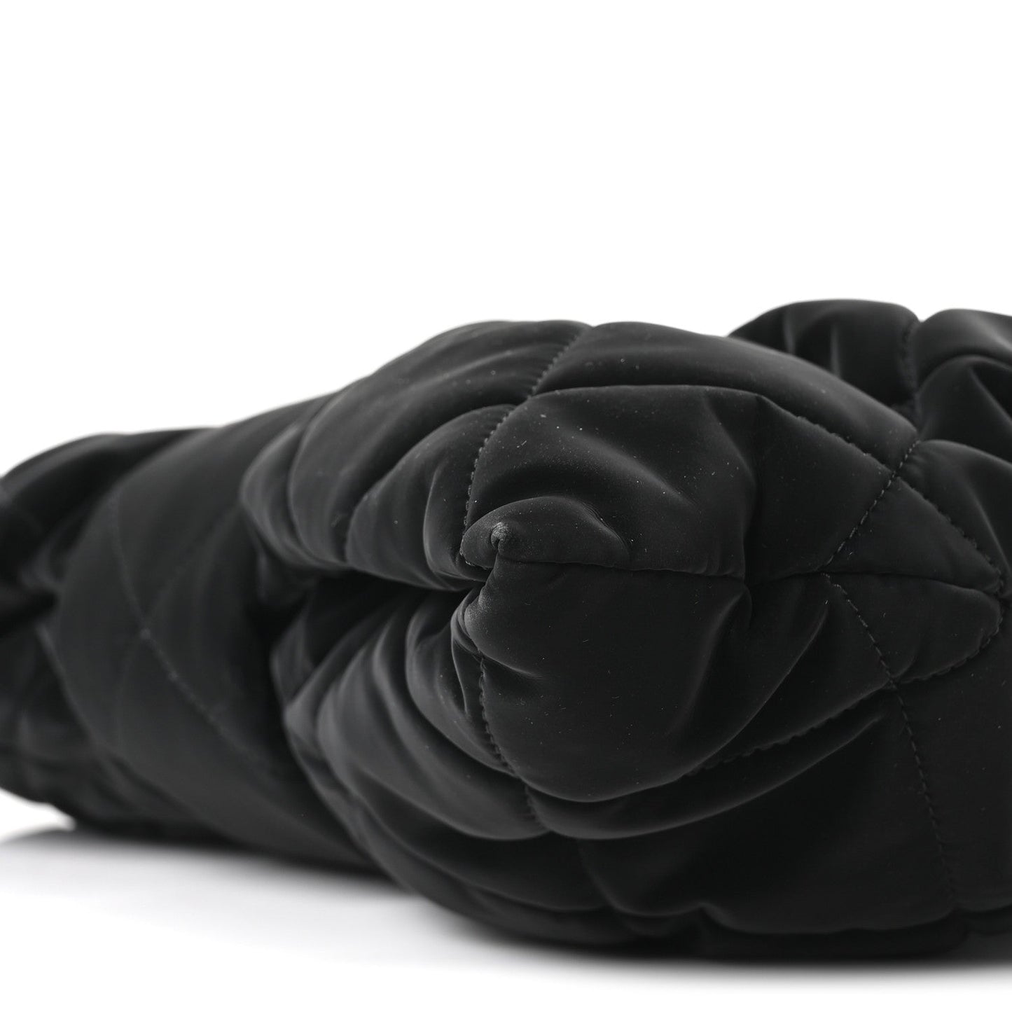 Velvet Effect Nylon Quilted Bow Bag Black