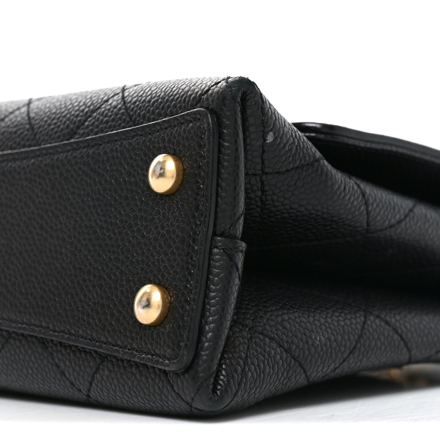 Caviar Diamond Stitched Small Top Handle Flap Black